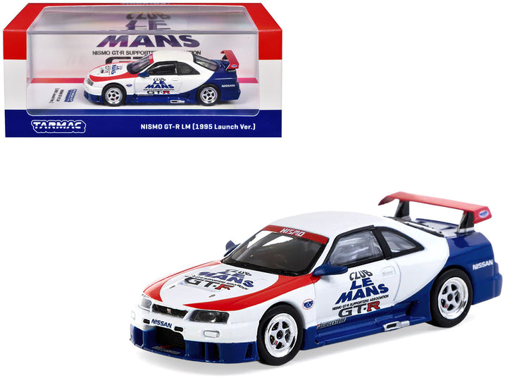 Nissan Nismo GT-R LM RHD (Right Hand Drive) "1995 Launch Version" White with Red and Blue Accents "Hobby64" Series 1/64 Diecast Model Car by Tarmac Works-0