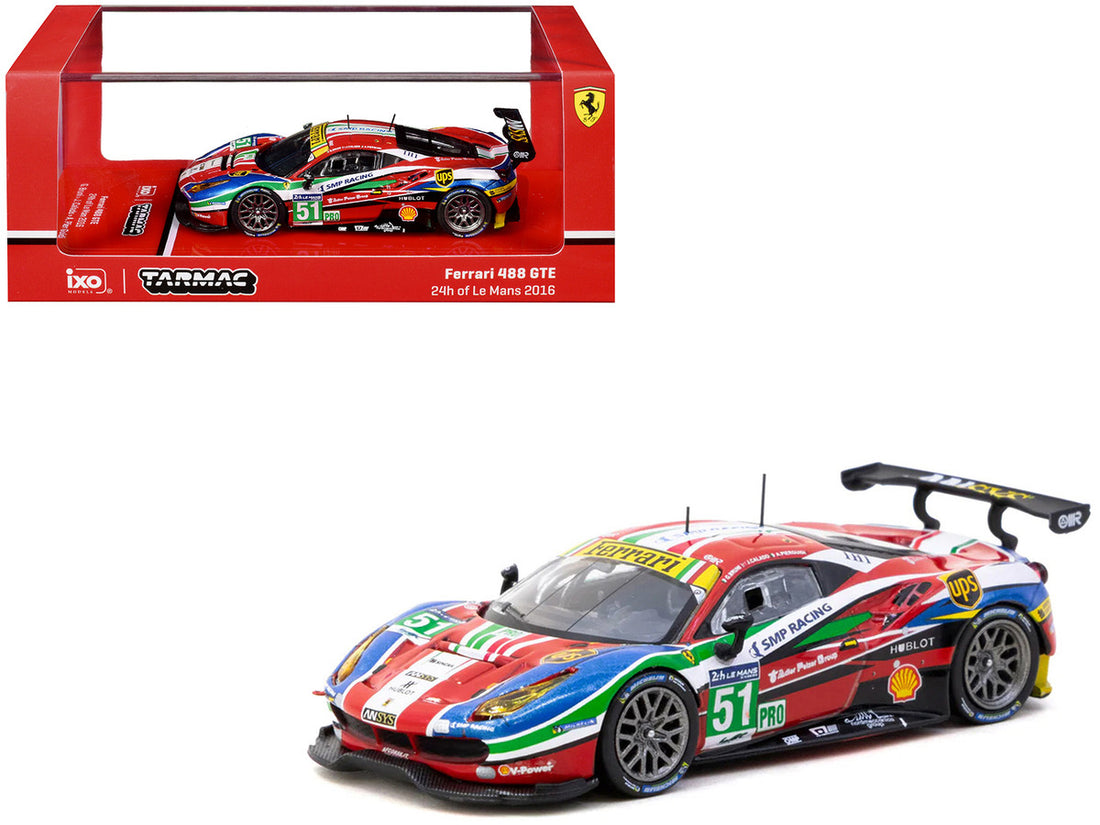 Ferrari 488 GTE #51 Gianmaria Bruni - Alessandro Pier Guidi - James Calado "AF Corse" "24 Hours of Le Mans" (2016) "Hobby64" Series 1/64 Diecast Model Car by Tarmac Works-0