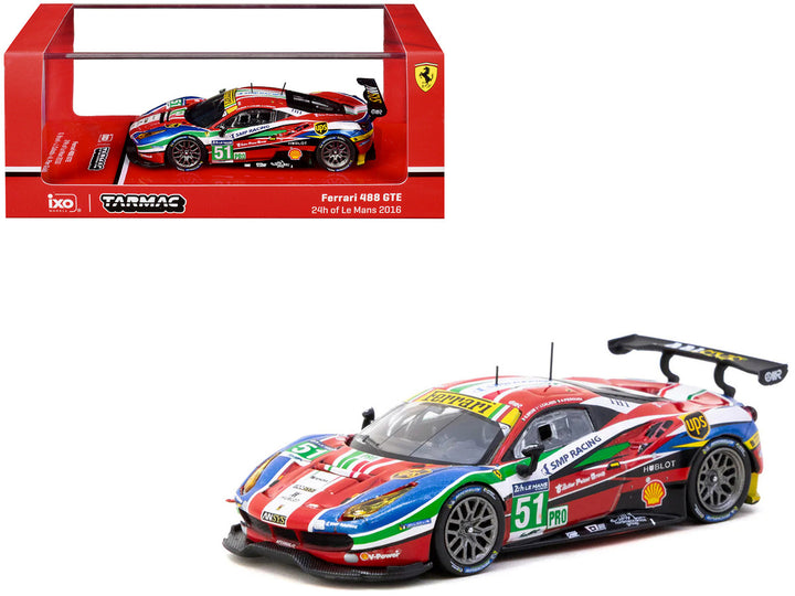Ferrari 488 GTE #51 Gianmaria Bruni - Alessandro Pier Guidi - James Calado "AF Corse" "24 Hours of Le Mans" (2016) "Hobby64" Series 1/64 Diecast Model Car by Tarmac Works-0