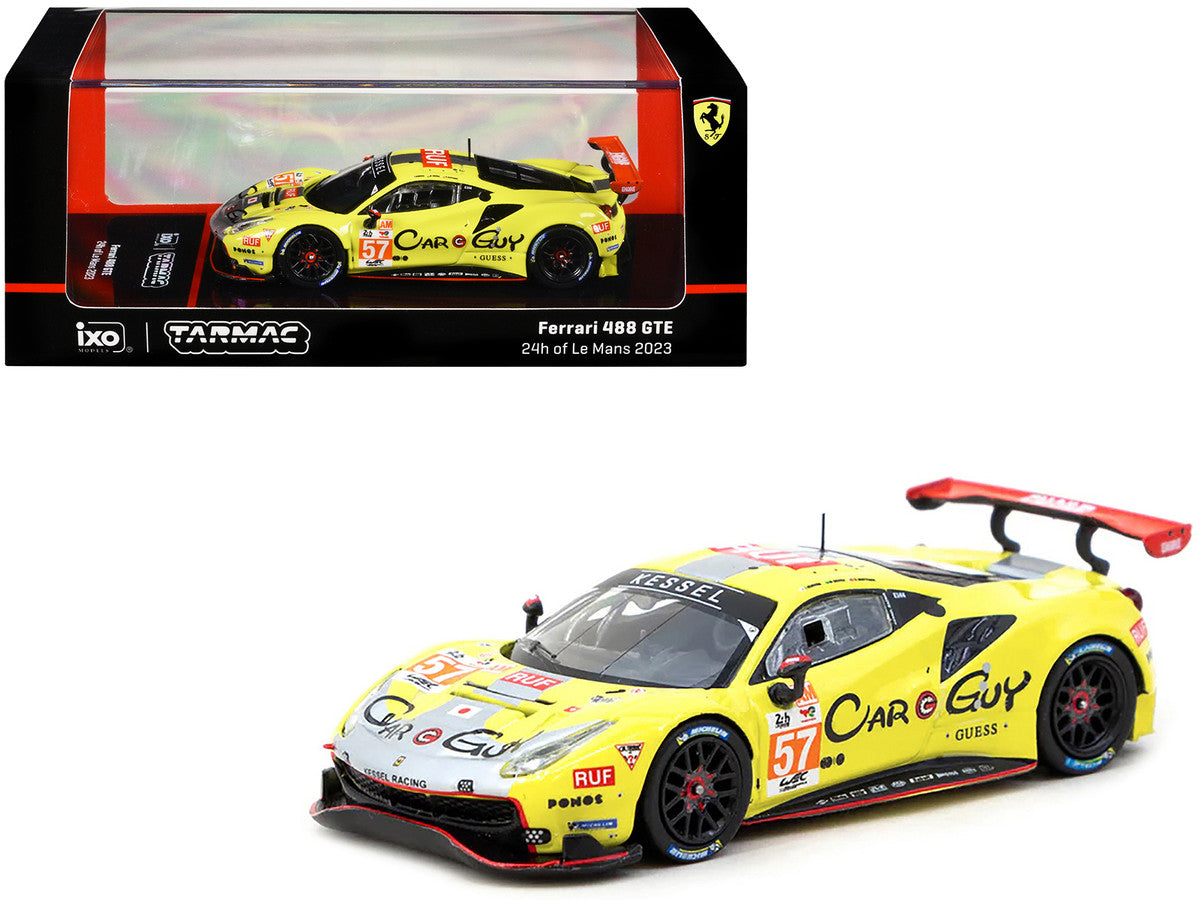 Ferrari 488 GTE #57 Scott Huffaker - Takeshi Kimura - Daniel Serra "Kessel Racing" "24 Hours of Le Mans" (2023) "Hobby64" Series 1/64 Diecast Model Car by Tarmac Works-2
