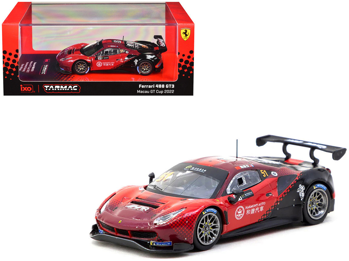 Ferrari 488 GT3 #51 Chen Weian "Harmony Racing" "Macau GT Cup" (2022) "Hobby64" Series 1/64 Diecast Model Car by Tarmac Works 3