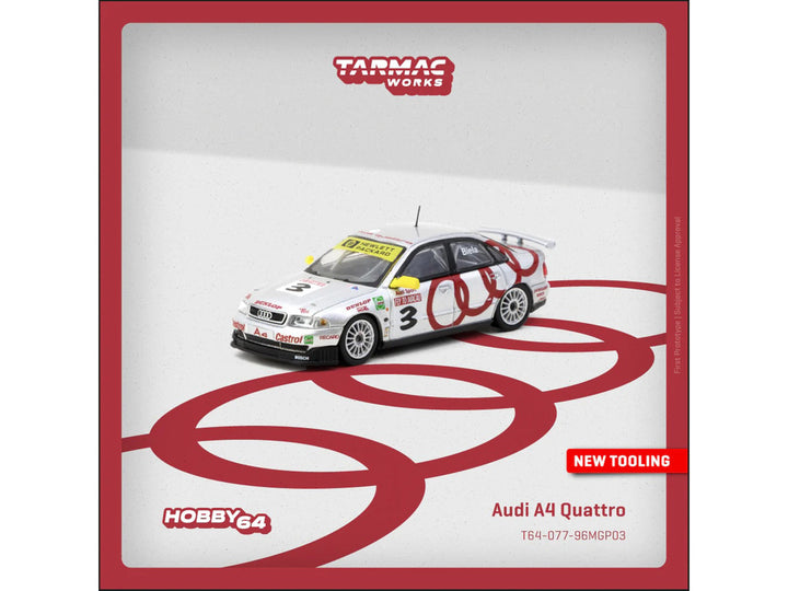 Audi A4 Quattro #3 Frank Biela Winner "Macau Guia Race" (1996) "Hobby64" Series 1/64 Diecast Model Car by Tarmac Works 2