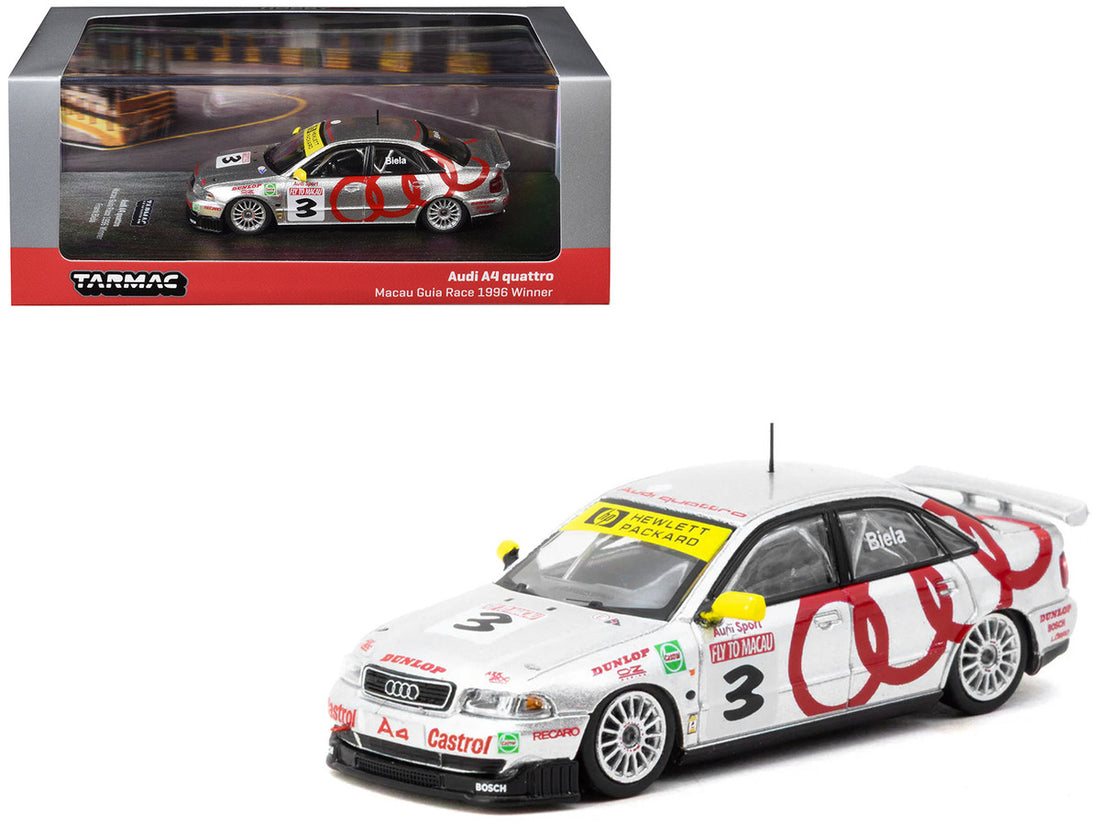 Audi A4 Quattro #3 Frank Biela Winner "Macau Guia Race" (1996) "Hobby64" Series 1/64 Diecast Model Car by Tarmac Works 3