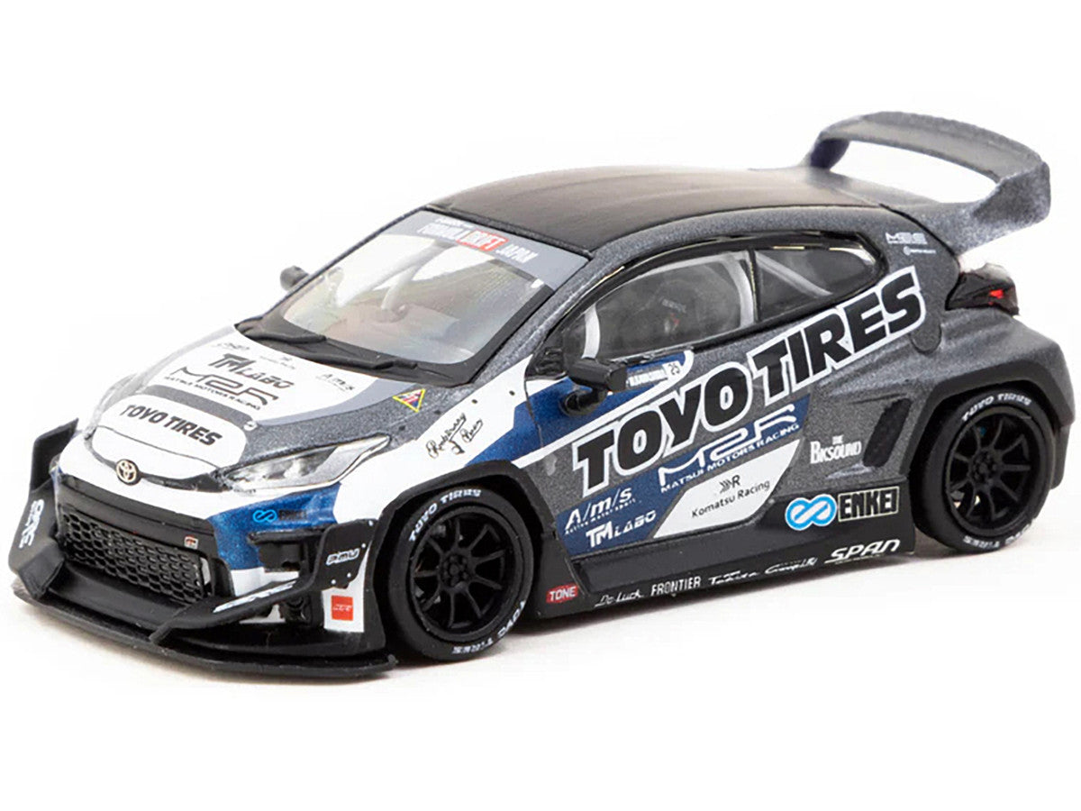 Toyota Pandem GR Yaris RHD (Right Hand Drive) "Toyo Tires" Gray Metallic with Graphics "Hobby64" Series 1/64 Diecast Model Car by Tarmac Works-1