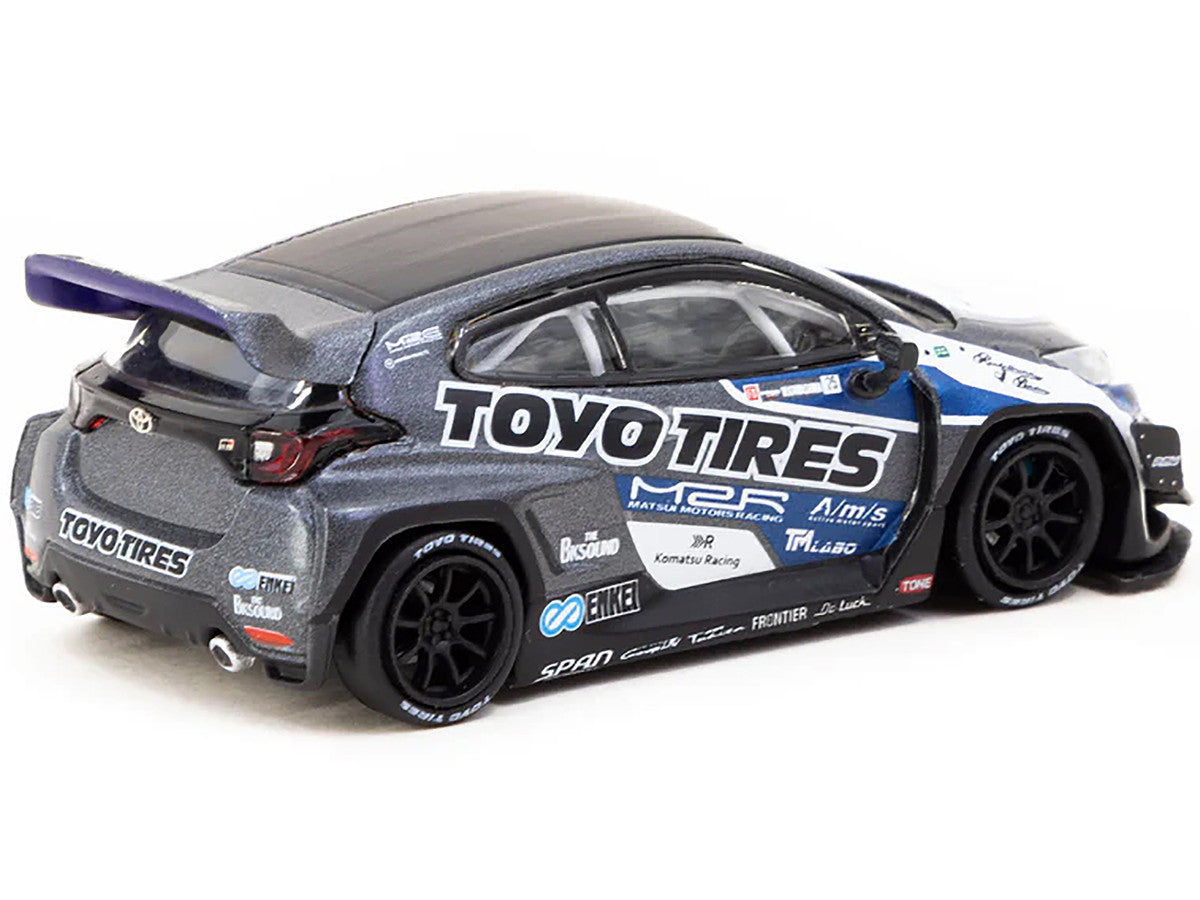 Toyota Pandem GR Yaris RHD (Right Hand Drive) "Toyo Tires" Gray Metallic with Graphics "Hobby64" Series 1/64 Diecast Model Car by Tarmac Works-0