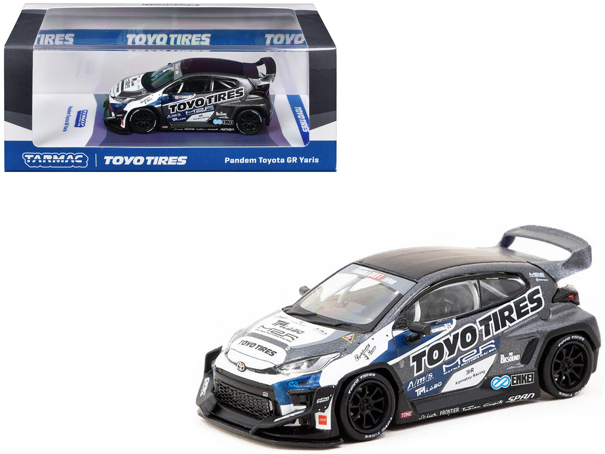 Toyota Pandem GR Yaris RHD (Right Hand Drive) "Toyo Tires" Gray Metallic with Graphics "Hobby64" Series 1/64 Diecast Model Car by Tarmac Works-2