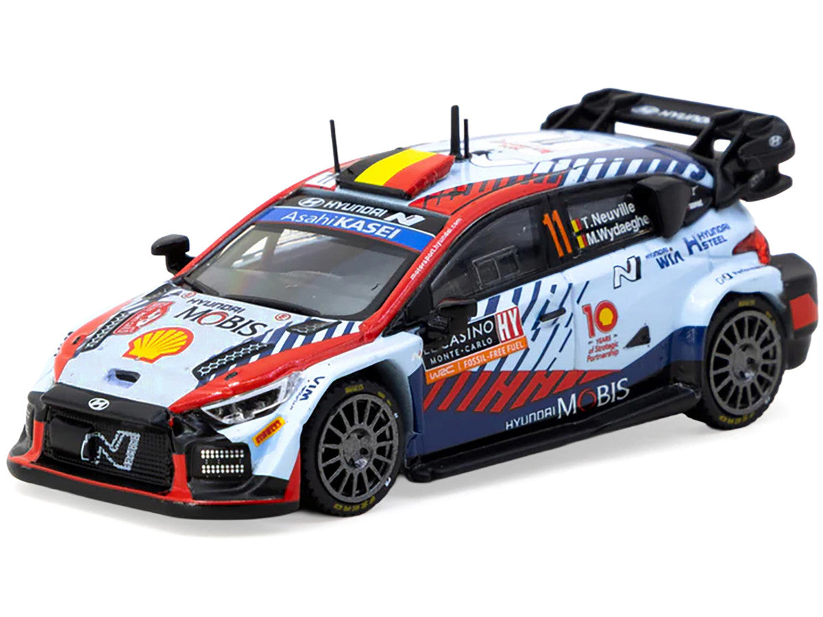Hyundai i20 N Rally1 Hybrid #11 Thierry Neuville - Martijn Wydaeghe Winner "Rallye Monte-Carlo" (2024) "Hobby64" Series 1/64 Diecast Model by Tarmac Works-1