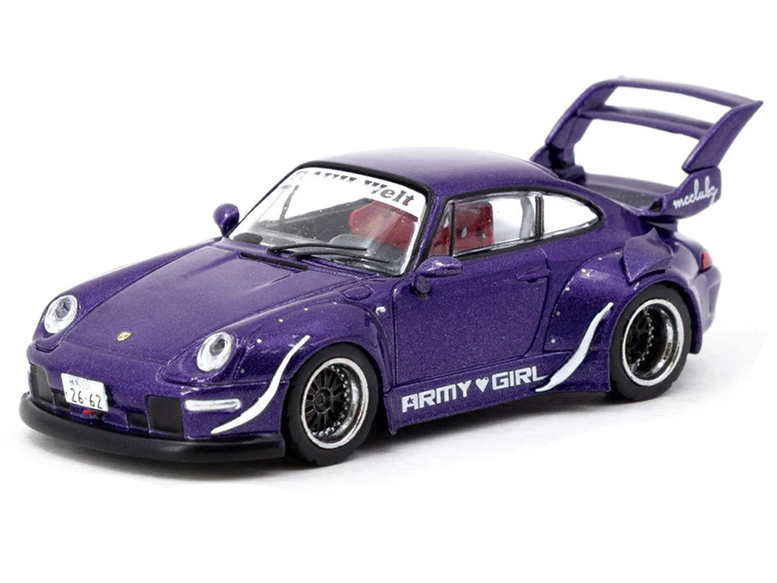 RWB 993 "Army Girl" Purple Metallic "Hobby64" Series 1/64 Diecast Model Car by Tarmac Works 2
