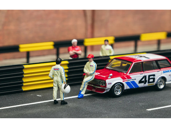 "Race Drivers" 4 Piece Diecast Figure Set "BRE" for 1/64 Scale Models by Tarmac Works & American Diorama-1