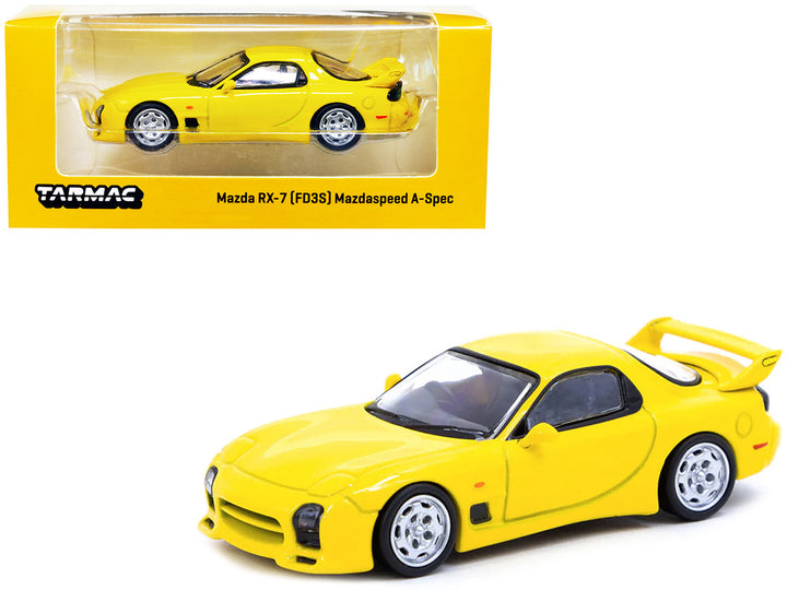 Mazda RX-7 (FD3S) Mazdaspeed A-Spec RHD (Right Hand Drive) Competition Yellow Mica "Global64" Series 1/64 Diecast Model Car by Tarmac Works-0