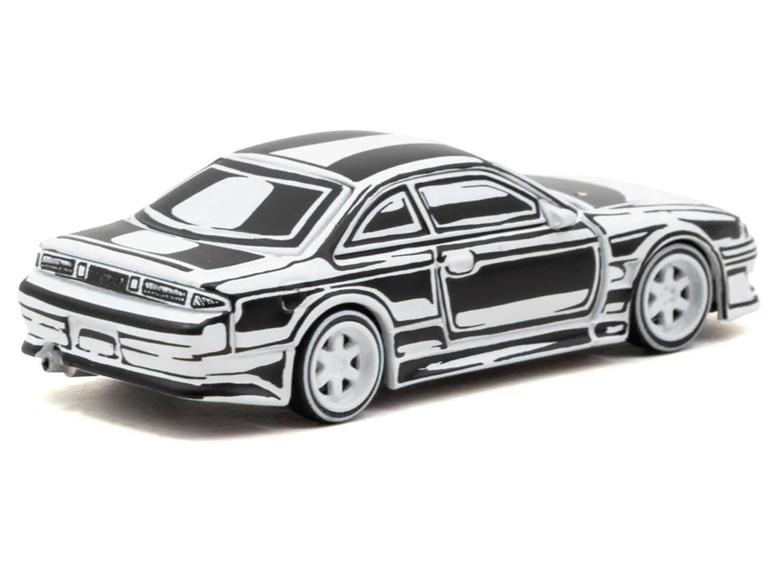 VERTEX Silvia (S14) "Designed by Joshua Vides" Black and White "Global64" Series 1/64 Diecast Model Car by Tarmac Works