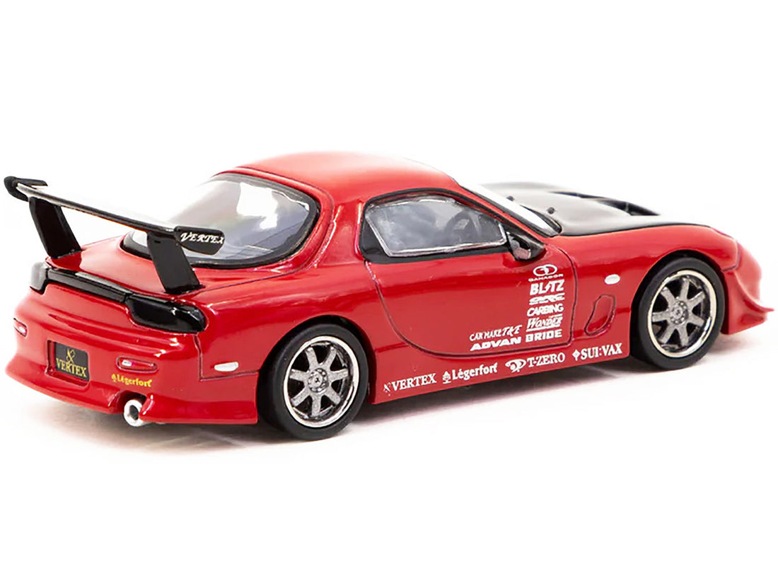 Mazda RX-7 FD3S "VERTEX" RHD (Right Hand Drive) Red with Black Hood "Global64" Series 1/64 Diecast Model Car by Tarmac Works-1