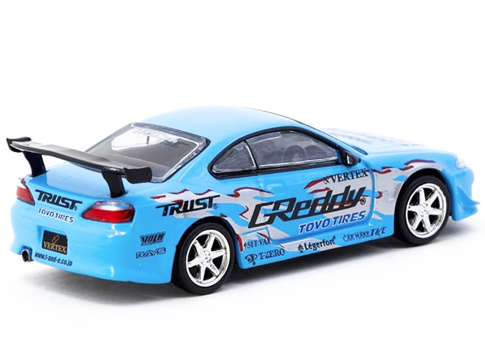 Nissan Silvia (S15) Vertex RHD (Right Hand Drive) "GReddy" Light Blue "Global64" Series 1/64 Diecast Model by Tarmac Works-2
