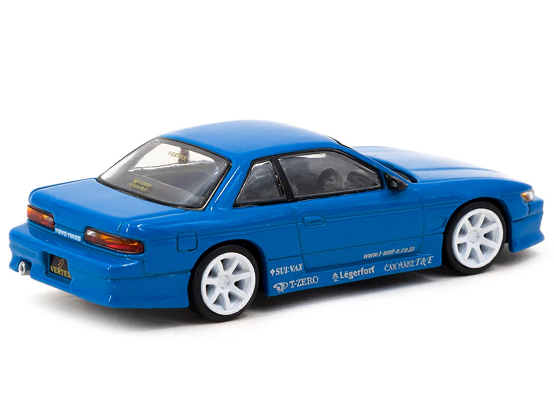 Nissan Silvia (S13) Vertex RHD (Right Hand Drive) Blue Metallic "Toyo Tires" "Global64" Series 1/64 Diecast Model by Tarmac Works-0