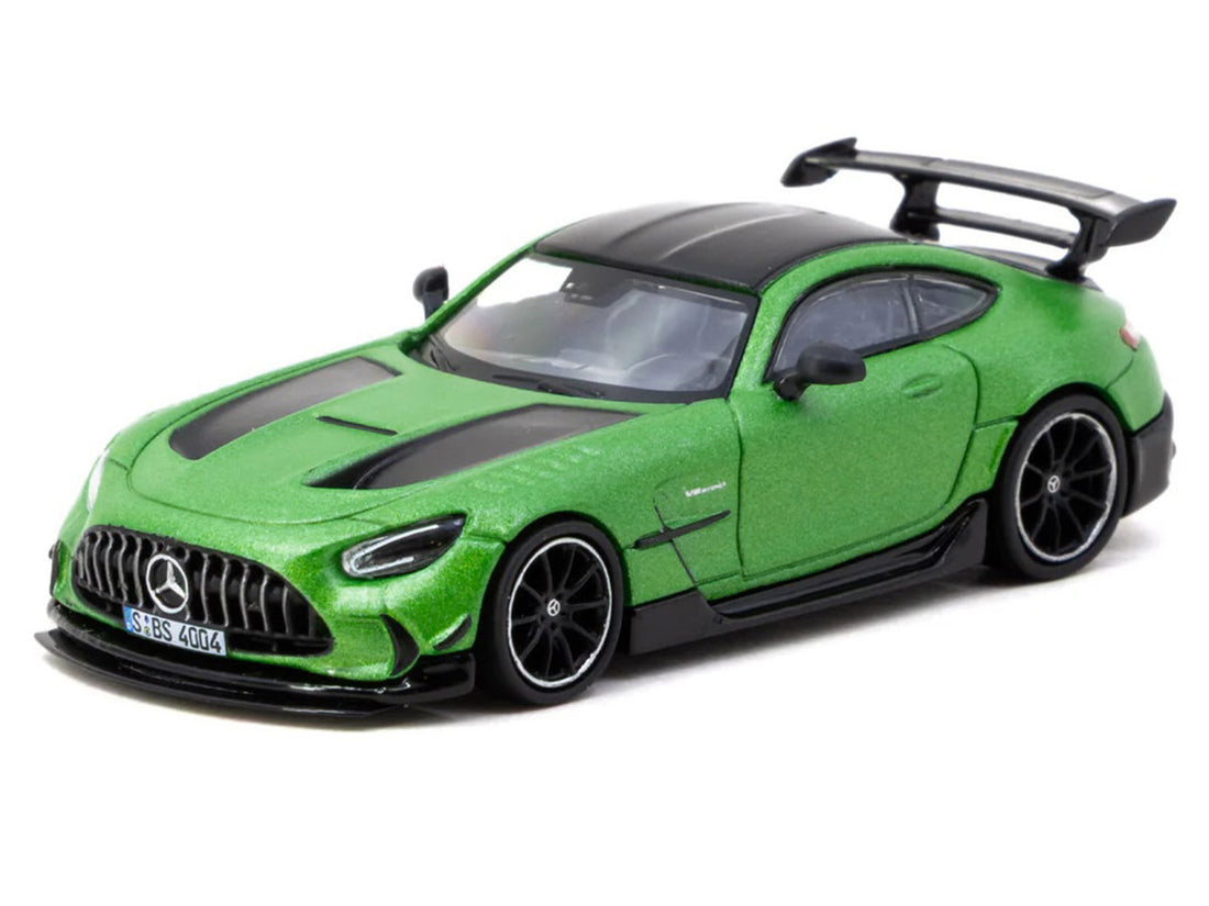Mercedes-Benz AMG GT Black Series Green Metallic with Black Top and Hood Stripes "Global64" Series 1/64 Diecast Model by Tarmac Works-1