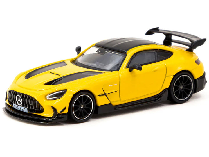 Mercedes-Benz AMG GT Black Series "SHMEE150" Yellow with Black Stripes and Top "Global64" Series 1/64 Diecast Model by Tarmac Works-1