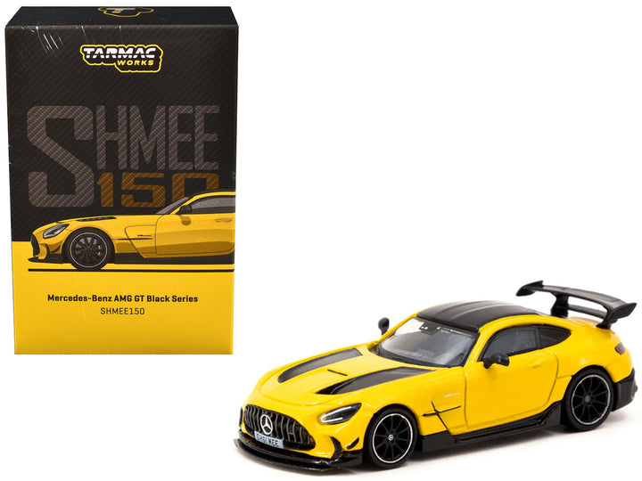 Mercedes-Benz AMG GT Black Series "SHMEE150" Yellow with Black Stripes and Top "Global64" Series 1/64 Diecast Model by Tarmac Works-0