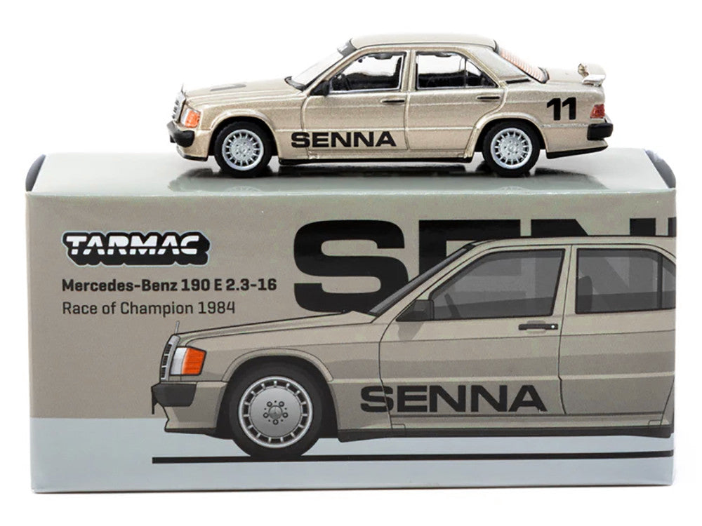 Mercedes-Benz 190 E 2.3-16 #11 Ayrton Senna Winner "Race of Champions" (1984) "Global64" Series 1/64 Diecast Model by Tarmac Works-0