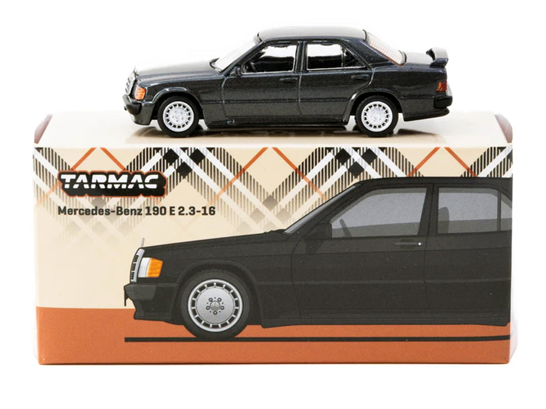 Mercedes-Benz 190 E 2.3-16 Blue-Black Metallic "Global64" Series 1/64 Diecast Model Car by Tarmac Works