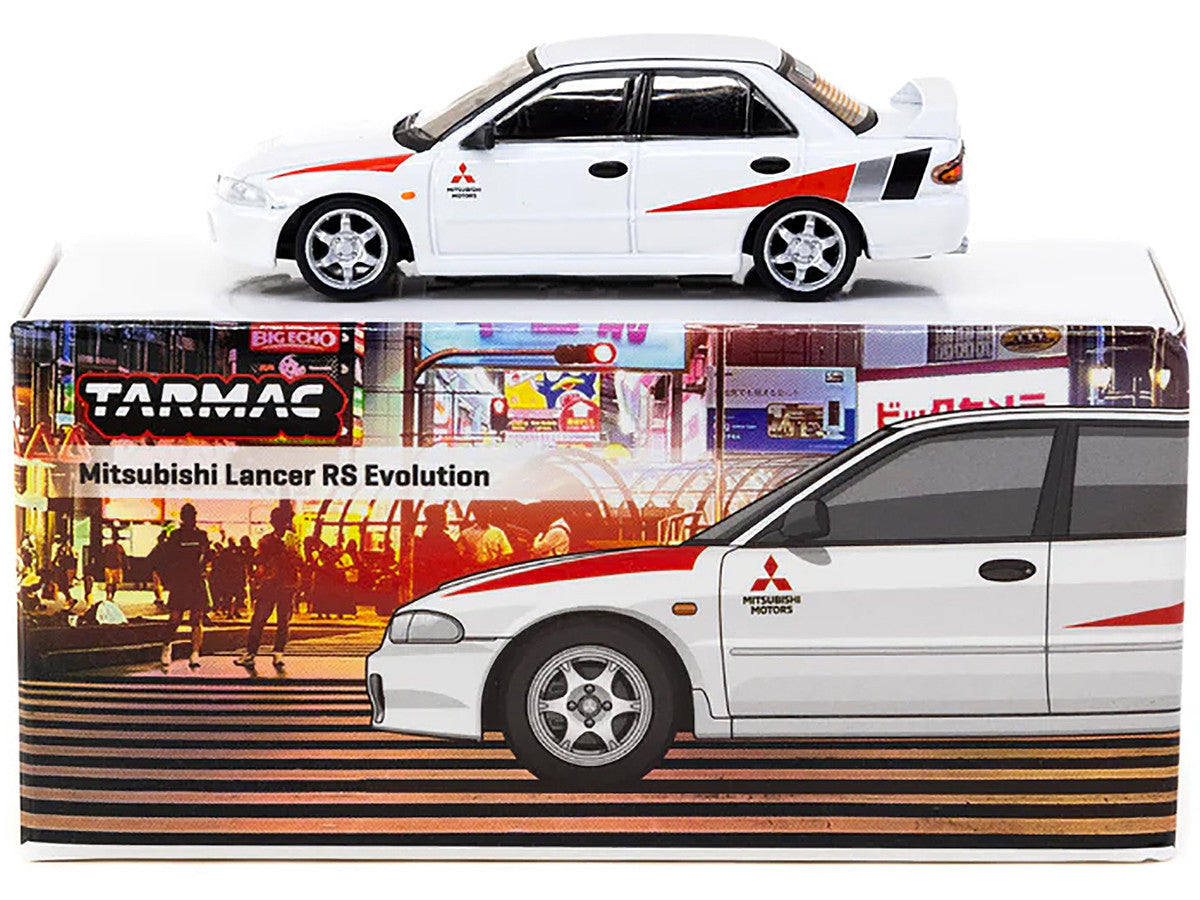 Mitsubishi Lancer RS Evolution RHD (Right Hand Drive) White with Red Accents "Global64" Series 1/64 Diecast Model by Tarmac Works-1