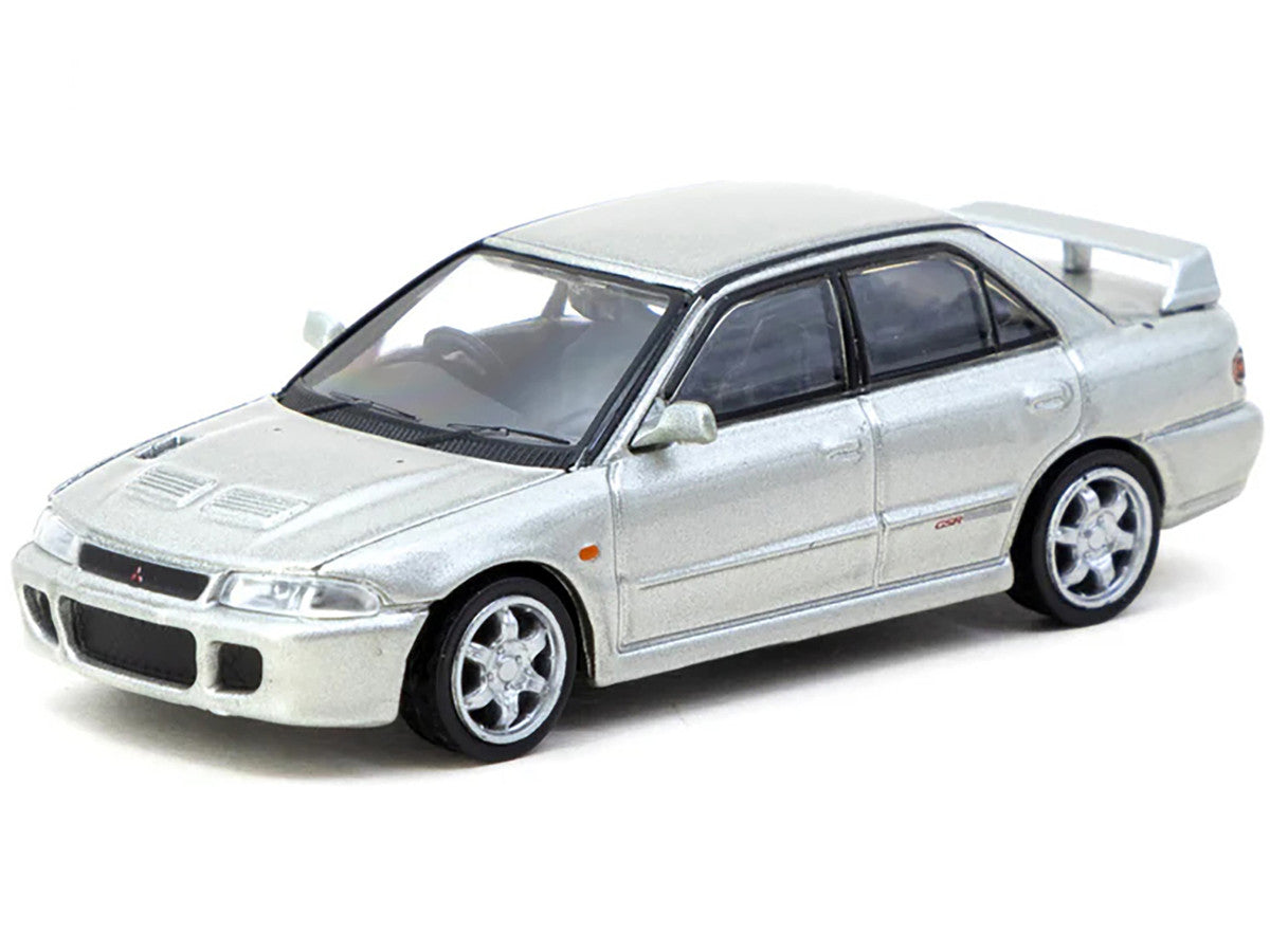 Mitsubishi Lancer GSR Evolution RHD (Right Hand Drive) Silver Metallic with Tarmac Cards "Global64" Series 1/64 Diecast Model by Tarmac Works-1