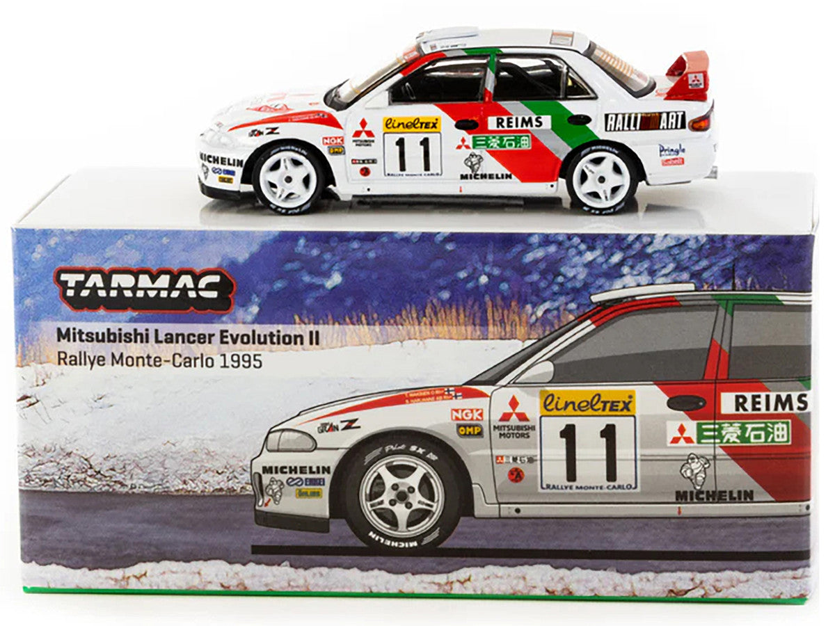 Mitsubishi Lancer Evolution II RHD (Right Hand Drive) #11 Tommi Makinen - Seppo Harjanne "Rallye Monte-Carlo" (1995) "Global64" Series  1/64 Diecast Model by Tarmac Works-1