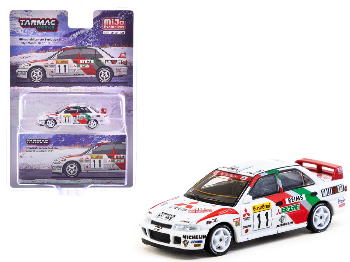Mitsubishi Lancer Evolution II RHD (Right Hand Drive) #11 Tommi Makinen - Seppo Harjanne "Rallye Monte-Carlo" (1995) "Global64" Series  1/64 Diecast Model by Tarmac Works-2