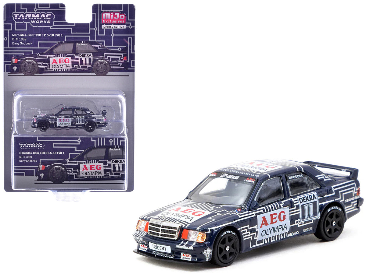 Mercedes-Benz 190 E 2.5-16 EVO 1 #11 Dany Snobeck "Deutsche Tourenwagen Meisterschaft (DTM)" (1989) "Global64" Series 1/64 Diecast Model by Tarmac Works-2