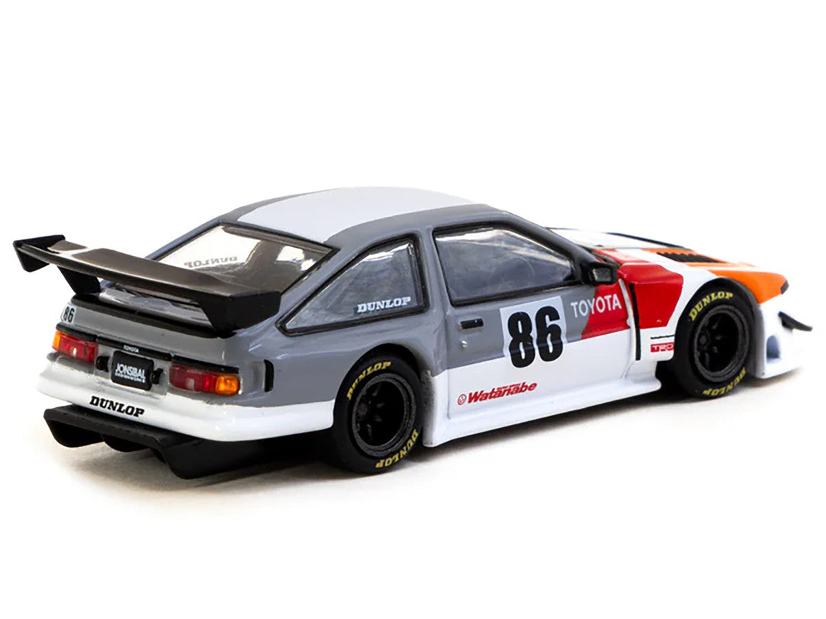 Toyota Sprinter Trueno AE86 Widebody RHD (Right Hand Drive) #86 "TRD-Jonsibal Designworks" White and Gray with Graphics "Global64" Series 1/64 Diecast Model by Tarmac Works-0