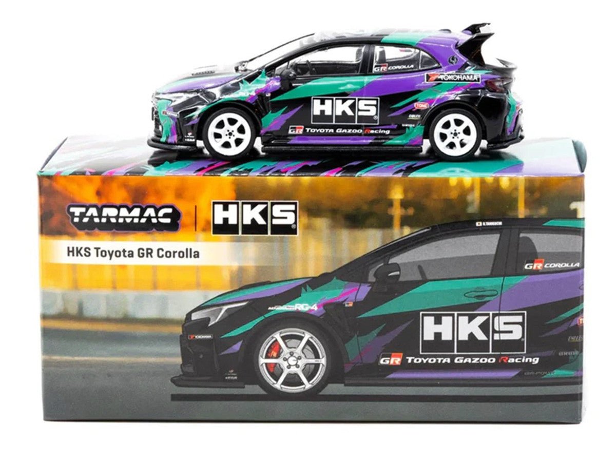Toyota GR Corolla RHD (Right Hand Drive) "HKS" Black with Graphics "Global64" Series 1/64 Diecast Model by Tarmac Works-2
