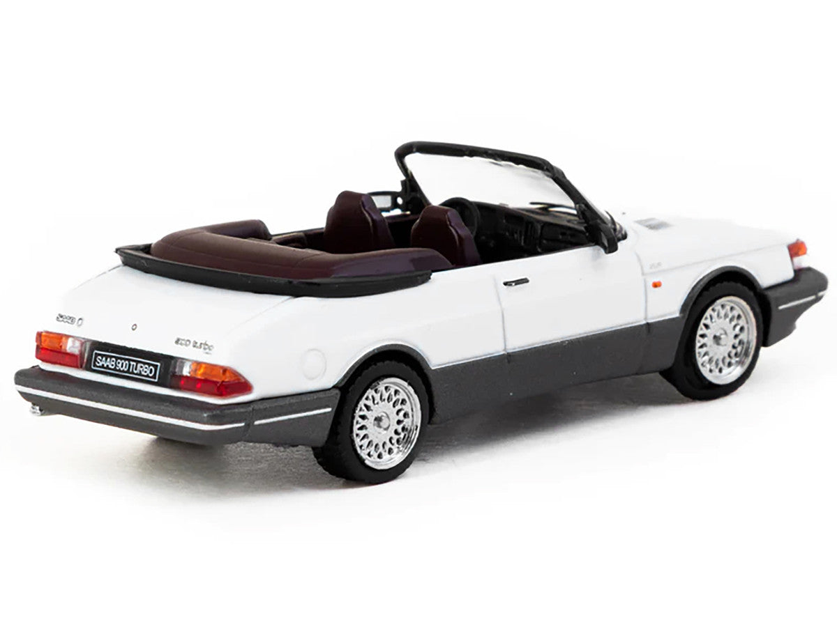Saab 900 Turbo Convertible White and Gray "Global64" Series 1/64 Diecast Model by Tarmac Works-0