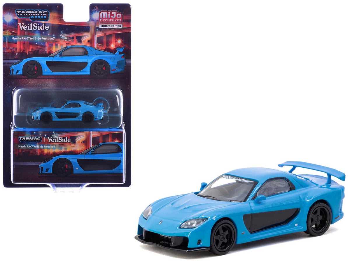 Mazda RX-7 "VeilSide Fortune7" RHD (Right Hand Drive) Blue "Global64" Series 1/64 Diecast Model Car by Tarmac Works