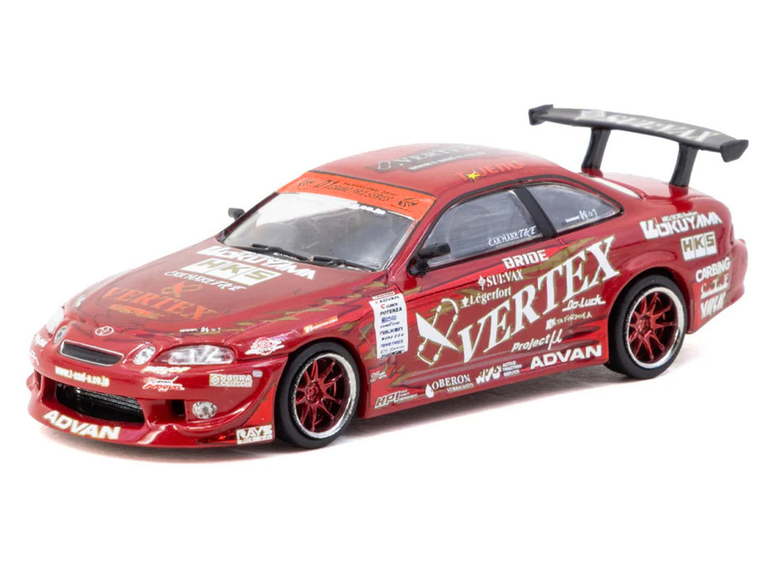 Toyota VERTEX Ridge TE3005 Soarer RHD (Right Hand Drive) Red Metallic with Graphics and Tarmac Cards "Global64" Series 1/64 Diecast Model Car by Tarmac Works