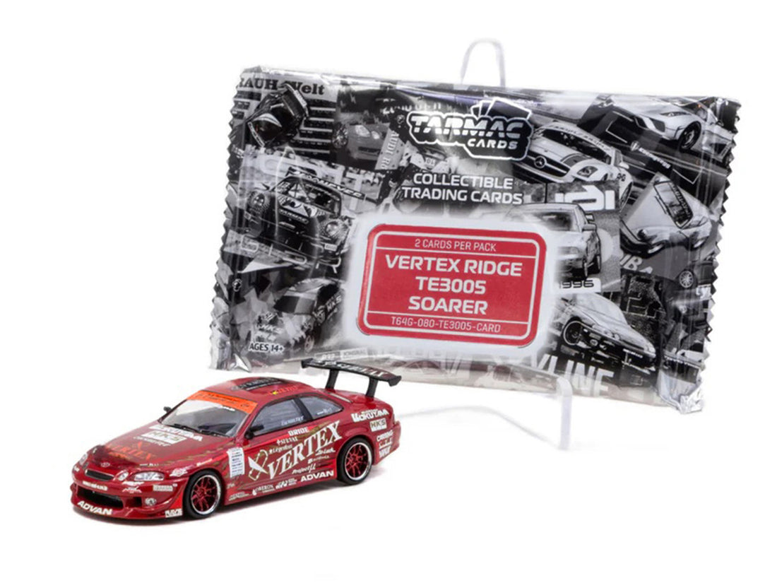 Toyota VERTEX Ridge TE3005 Soarer RHD (Right Hand Drive) Red Metallic with Graphics and Tarmac Cards "Global64" Series 1/64 Diecast Model Car by Tarmac Works