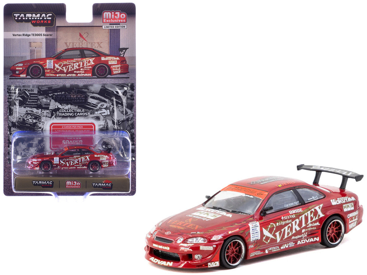 Toyota VERTEX Ridge TE3005 Soarer RHD (Right Hand Drive) Red Metallic with Graphics and Tarmac Cards "Global64" Series 1/64 Diecast Model Car by Tarmac Works
