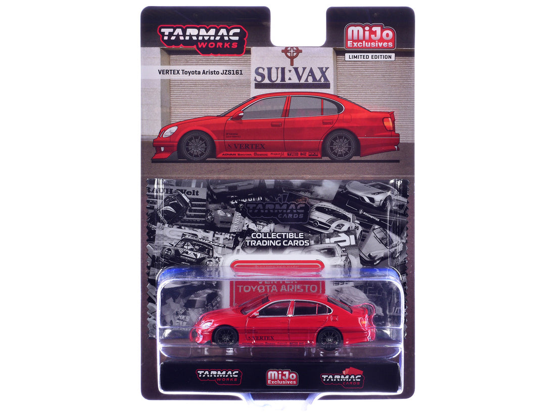 Toyota Vertex Aristo JZS161 RHD (Right Hand Drive) Red with Tarmac Cards "Global64" Series 1/64 Diecast Model Car by Tarmac Works