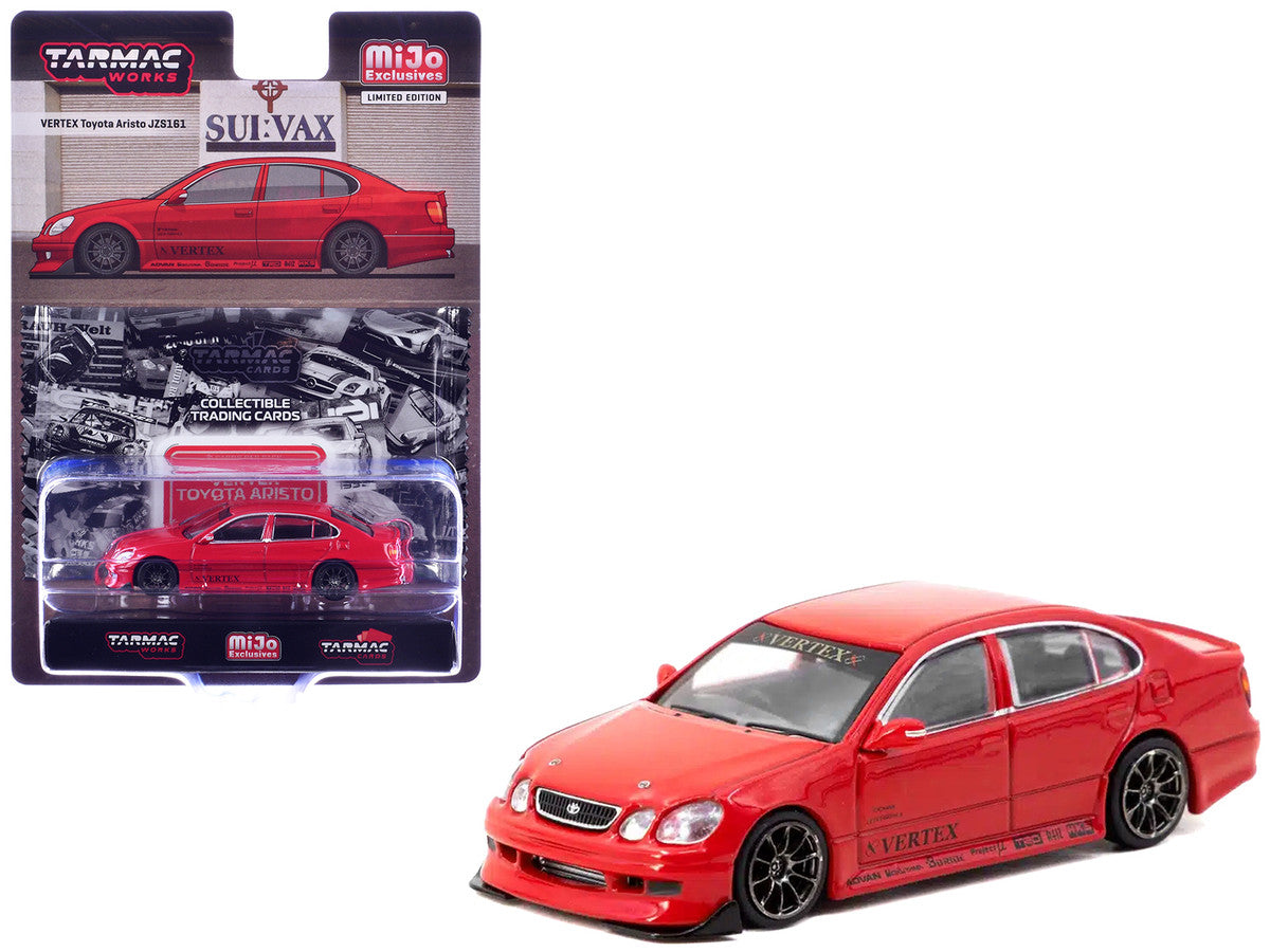 Toyota Vertex Aristo JZS161 RHD (Right Hand Drive) Red with Tarmac Cards "Global64" Series 1/64 Diecast Model Car by Tarmac Works