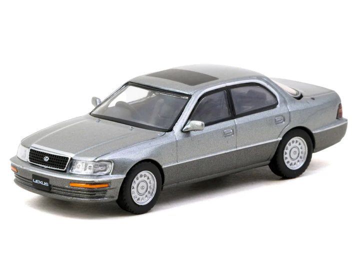 Lexus LS400 RHD (Right Hand Drive) Flint Gray Metallic "Global64" Series 1/64 Diecast Model Car by Tarmac Works-1