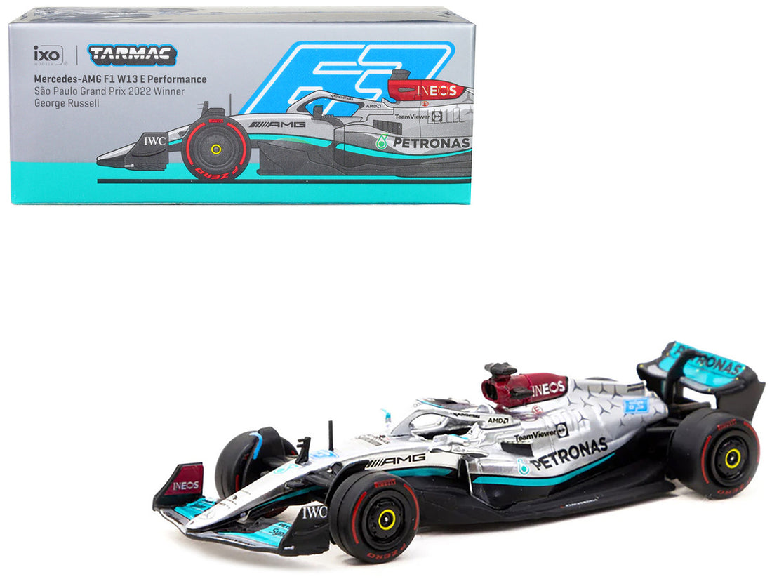 Mercedes-AMG F1 W13 E Performance #63 George Russell Formula One F1 Winner "Sao Paulo GP" (2022) "Global64" Series 1/64 Diecast Model Car by Tarmac Works-0