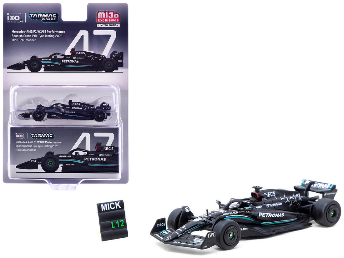 Mercedes-AMG F1 W14 E Performance #47 Mick Schumacher Formula One F1 "Spanish GP Tyre Testing" (2023) with Pit Board "Global64" Series 1/64 Diecast Model by Tarmac Works-3