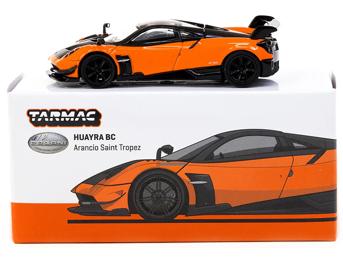 Pagani Huayra BC Arancio Saint Tropez Orange and Black "Global64" Series 1/64 Diecast Model by Tarmac Works-1