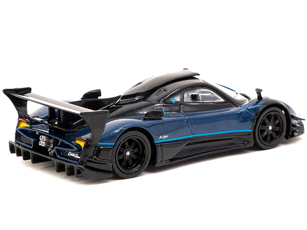 Pagani Zonda Revolucion Blue Metallic and Black with Light Blue Stripes "Global64" Series 1/64 Diecast Model Car by Tarmac Works-1