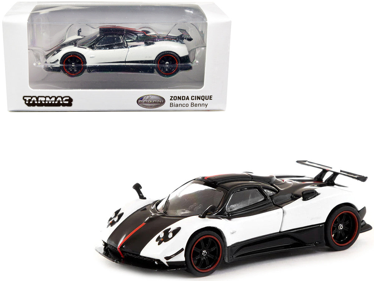 Pagani Zonda Cinque Bianco Benny White and Black "Global64" Series 1/64 Diecast Model Car by Tarmac Works-0
