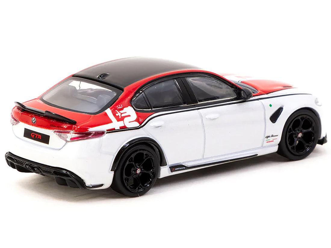 Alfa Romeo Giulia GTA White and Red with Black Top "Global64" Series 1/64 Diecast Model by Tarmac Works-1