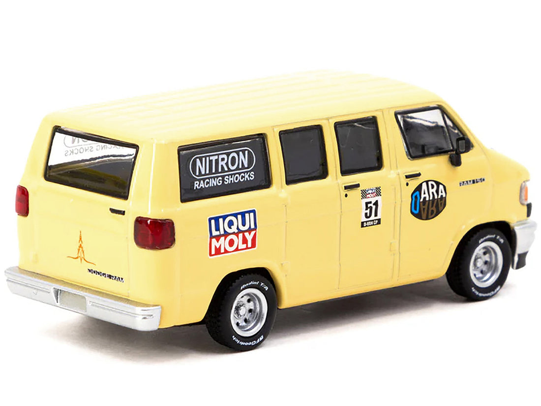 Dodge Ram 150 Van Yellow with Black Hood and Graphics "Global64" Series 1/64 Diecast Model by Tarmac Works-1