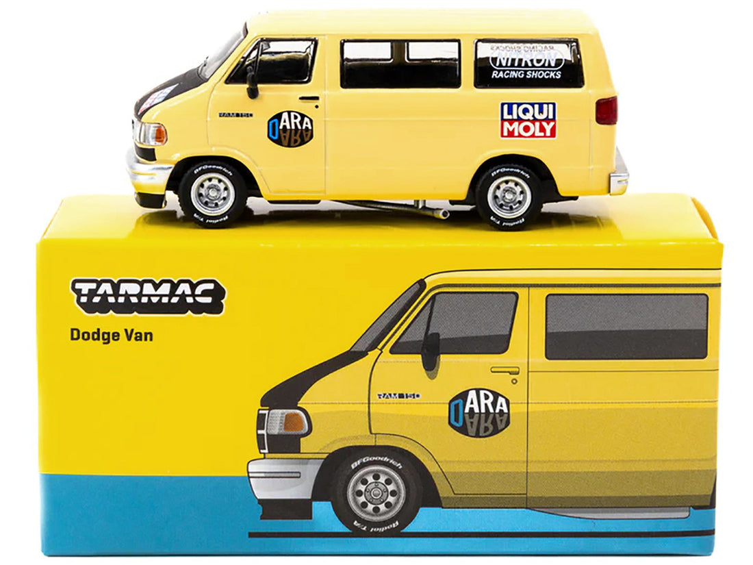 Dodge Ram 150 Van Yellow with Black Hood and Graphics "Global64" Series 1/64 Diecast Model by Tarmac Works-2