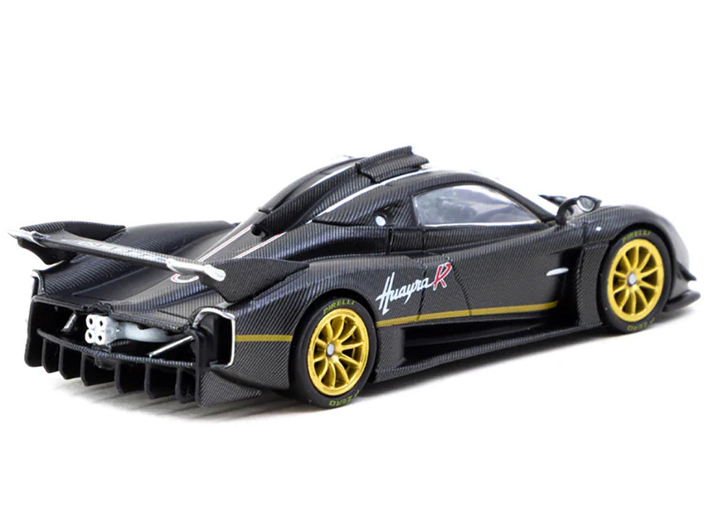 Pagani Huayra R Matt Black Carbon Fiber with Gold Wheels Limited Edition to 3552 pieces Worldwide "Global64" Series 1/64 Diecast Model by Tarmac Works-2