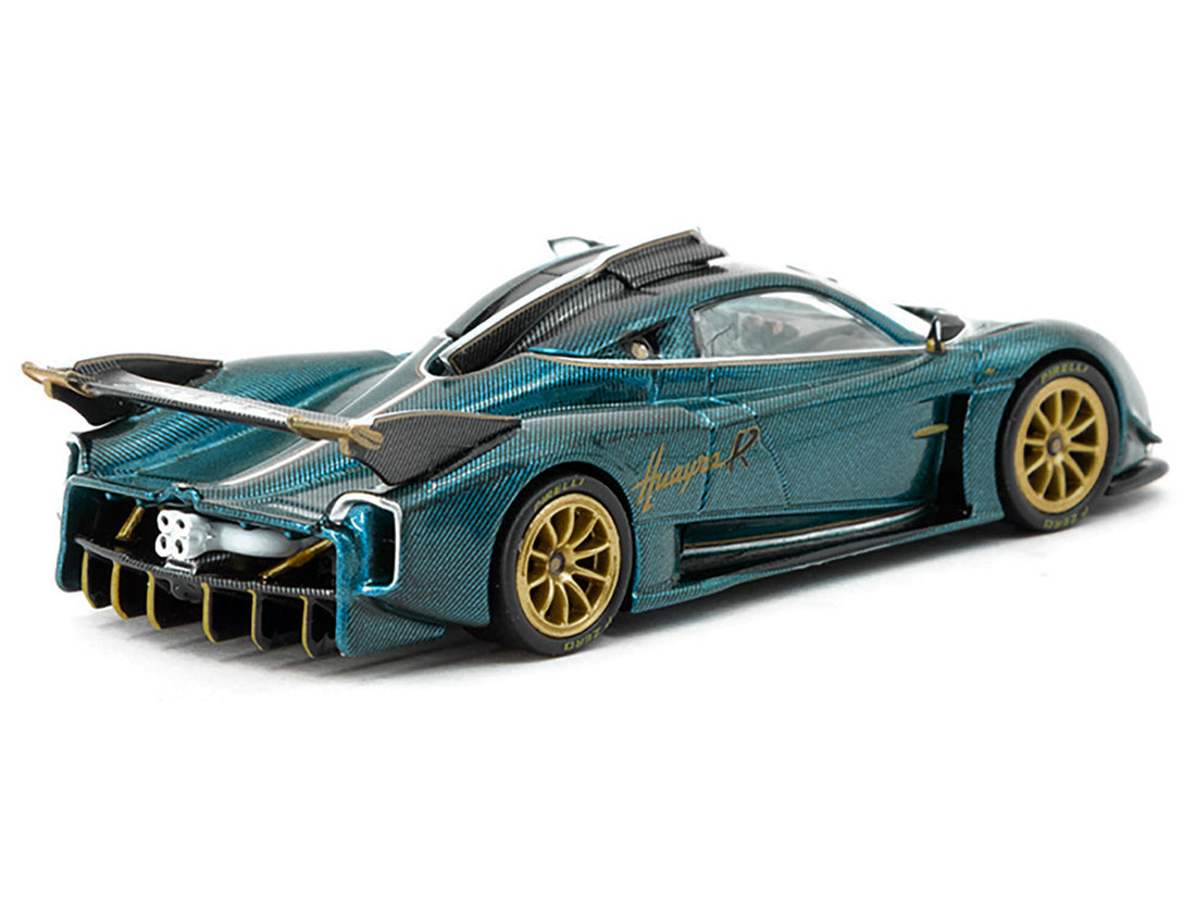 Pagani Huayra R Turquoise Carbon Fiber with Gold Wheels "Global64" Series 1/64 Diecast Model Car by Tarmac Works