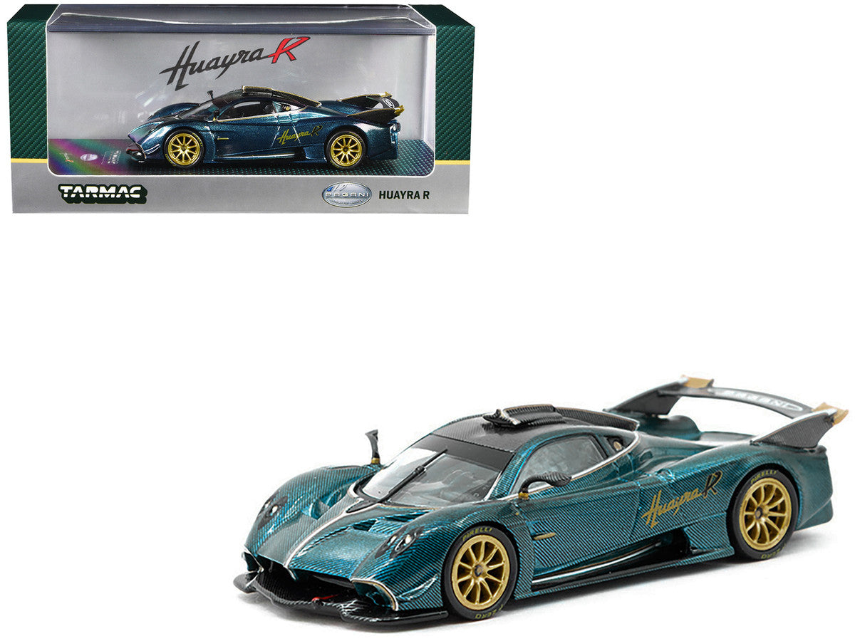 Pagani Huayra R Turquoise Carbon Fiber with Gold Wheels "Global64" Series 1/64 Diecast Model Car by Tarmac Works 2