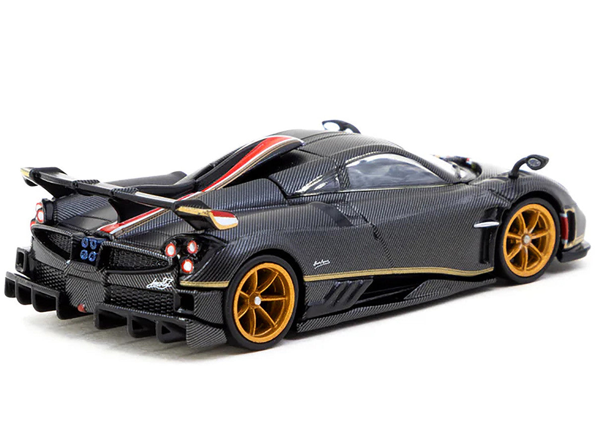 Pagani Imola Matt Black Carbon Fiber with Red Stripe "Global64" Series 1/64 Diecast Model by Tarmac Works-2